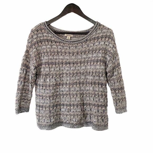 Lucky Brand Silver Gray Glitter Knit Longsleeve Lightweight Sweater - Picture 2 of 9